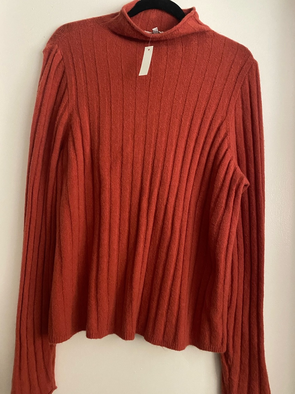 Madewell Ribbed Cowl Neck Sweater in Burnt Orange